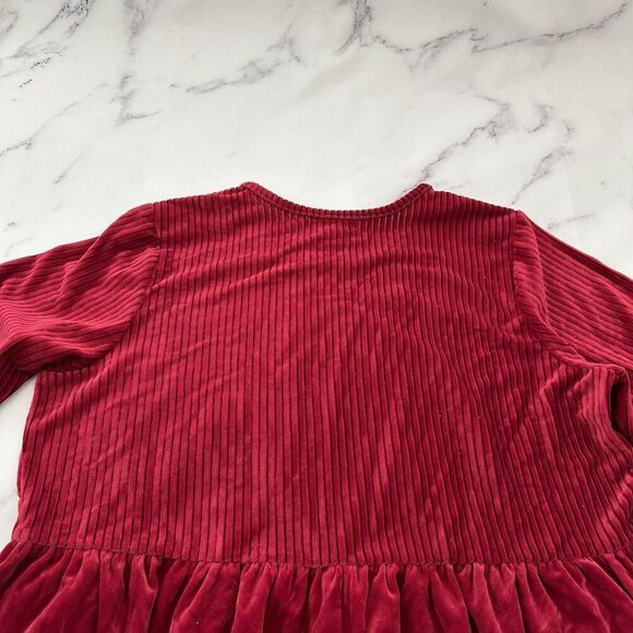 Chelsea Studio Womens Vintage 90s Velvet Maxi Dress Size M Red Ribbed Pockets - Picture 8 of 10